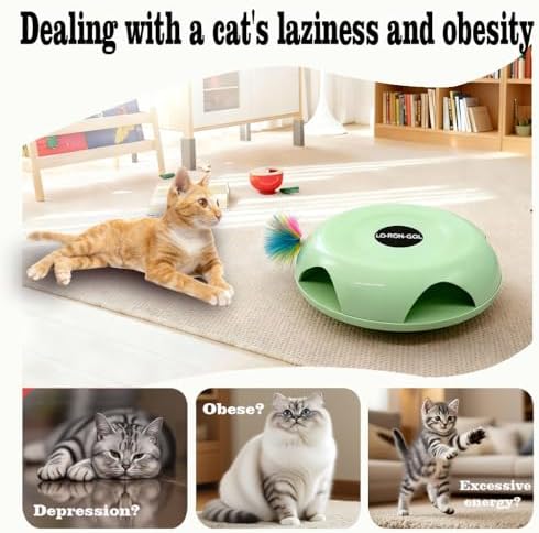 Interactive Whack-a-Mole Cat Toy — Automatic Mushroom Feather Pop-Up Play Toy for Cats, Cognitive Stimulation & Exercise, Durable Pet Entertaining Game (Green)
