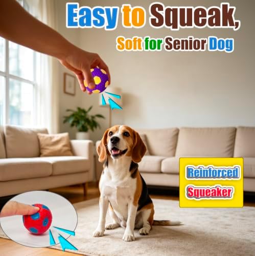 HOLYSTEED 2.56" Latex Squeaky Dog Toys Balls Soccer for Medium Dogs 4-Pack