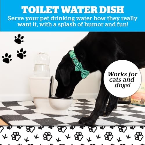 BigMouth Inc The Toilet Water Dish for Pets, Ceramic, Holds 2L Bottle, Funny Bowl for Dogs and Cats