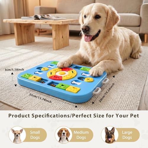 Dog Puzzle Toy, Treat Dispensing Dog Enrichment Toys, Blue