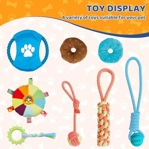 Puppy Play Gym & 8 Toys (Yellow,19.6″ x 19.6″ x 19.6″‌)