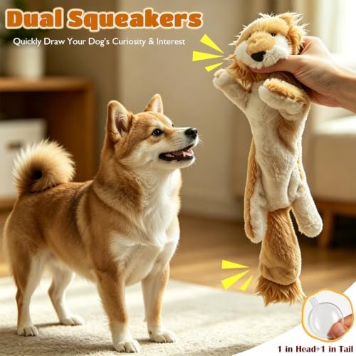 3 Pack No Stuffing Dog Toys with Dual Squeakers, for Small Medium Breed
