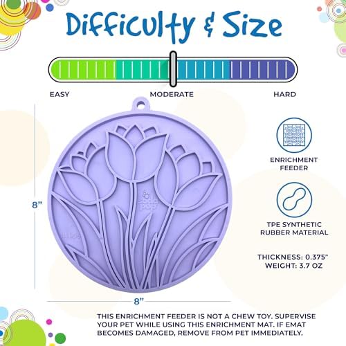 SodaPup Tulip eMat – Durable Enrichment Feeder Made in USA from Non-Toxic, Pet-Safe, Food Safe Rubber for Mental Stimulation, Avoiding Overfeeding, Fresh Breath, Digestive Health, Calming, & More