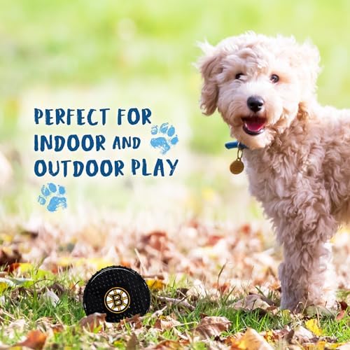 Pets First NHL Boston Bruins Hard-Nylon Bacon-Flavored Hockey-Puck Chew Toy, Indestructible Dog and Cat Chewy Toy, Tug, Fetch Toy, Sporty Fun Toy for Dogs