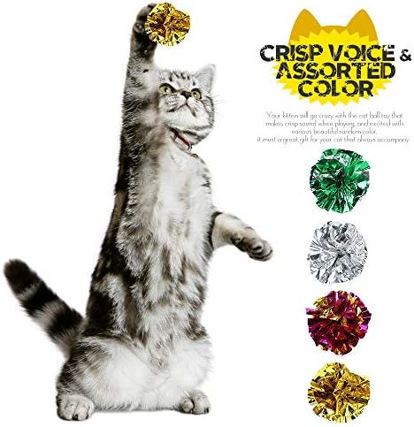 25 Pack Crinkle Balls Cat Toys for Cats - Original Mylar Crinkle Balls (Random Color)