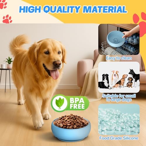 2 Pack Dog Lick Bowl, Slow Feeder Licking Bowl(Blue)