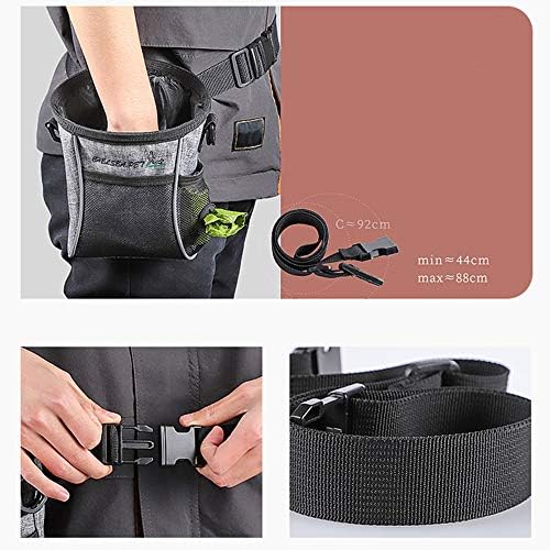 Dog Treat Pouch Pet Training Bag,Fanny Pack and Waste Bag Dispenser,Easily Carries Pet Toys, Kibble, 3 Ways to Use (Light Grey)