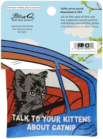 Blue Q Catnip - Cute Cat Toys for Biting w/Funny Graphics - Talk to Kitten