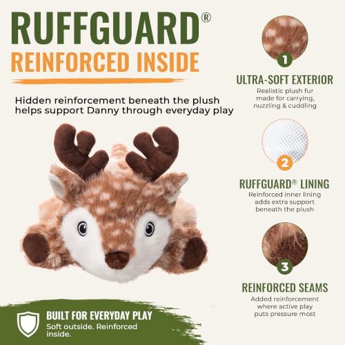 Snugglez Danny the Deer Plush Dog Toy with RuffGuard® Lining