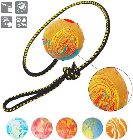 Dingo Dog Ball with Long Rope, Natural Rubber, Color May Vary 26in