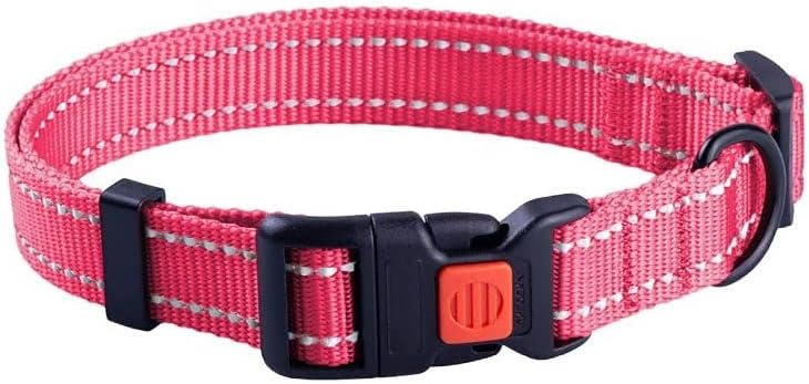Reflective Dog Collar, Quick-Release Buckle (Pink, 18-26 Inch)