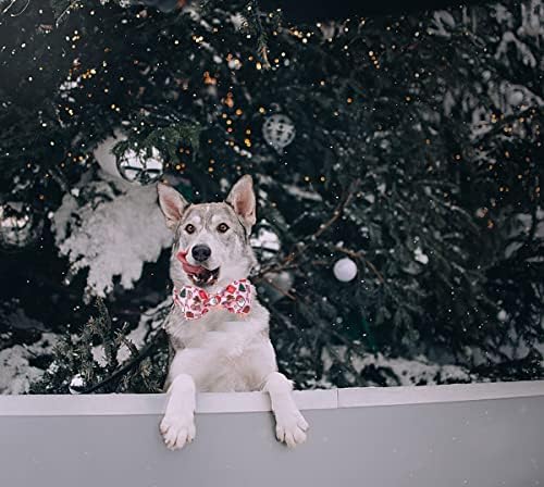 DOGWONG Christmas Dog Collar with Sailor Bow, Pink Santa Claus Dog Collar Soft Durable Adjustable Cotton Cute Girl Puppy Collar for Small Medium Large Dog