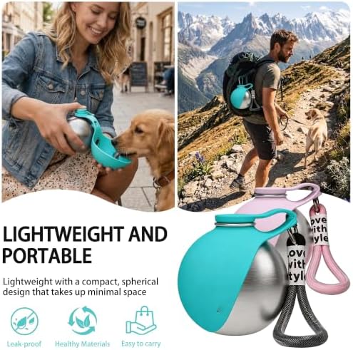 Portable Pet Water Bottle & Collapsible Dog Bowls, Spill Proof Water Dispenser, Cat Food Container & Dog Treat Holder, Small Size Pet Supplies Travel Accessories for Puppy Walking & Gifts