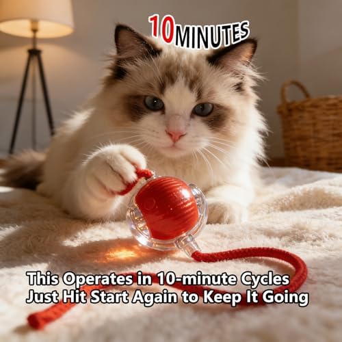 Interactive Smart Wake Pet Ball with Teaser Tail for Cats & Dogs(red)