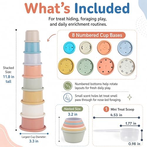 Ferret Enrichment Interactive Foraging Treat Cups, 8pcs Stacking Set