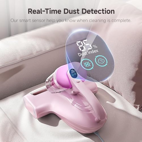 uwant Bed Cleaner with 16Kpa Suction Metal Roller 253.7nm Uv-c Light Mattress Vacuum Cleaner 36000RPM/Min 149℉ Heating HEPA Filter&Ultrasonic Mattress Vacuum for Sofa, Pillow, Bed Throws Set of 1