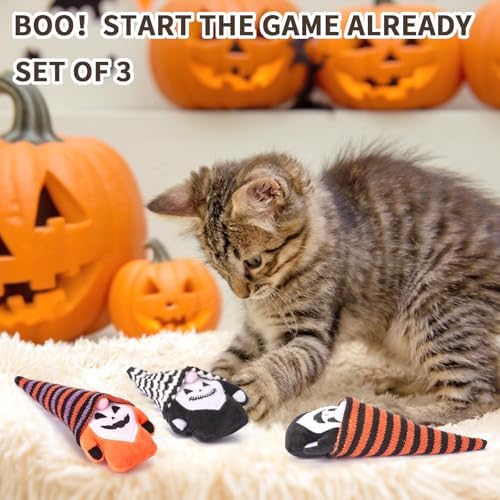 Retro Shaw Cat Toys for Indoor Cats Kittens, Crinkle Catnip Gnome, 3 Pack