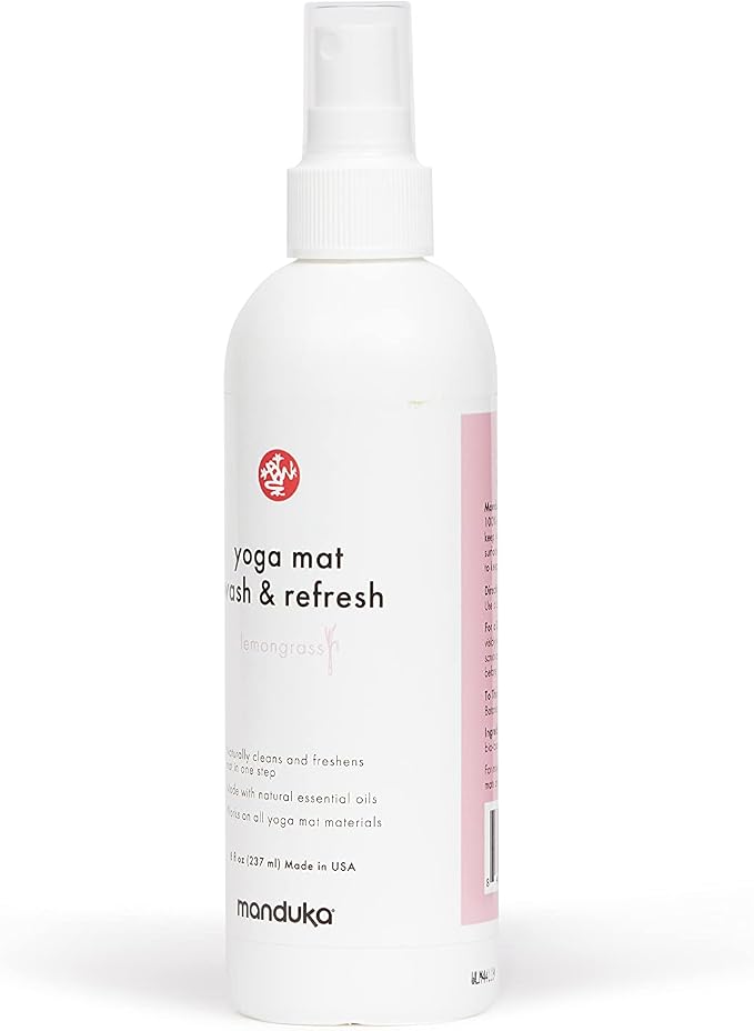 Manduka Yoga Natural Mat Wash and Refresh - 100% Natural, Essential Oils, Non Irritating, Pet Friendly, Fresh Scent, Lemongrass, 8oz (227ml)