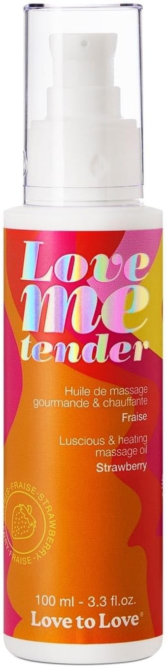Love Me Tender Luscious Hydrating Strawberry Warming Massage Oil – Kissable Flavored Massage Oil for Couples Intimacy, Romantic Date Night, Couples Play, Sensual Body Oil, Intimacy Items 3.3 fl oz