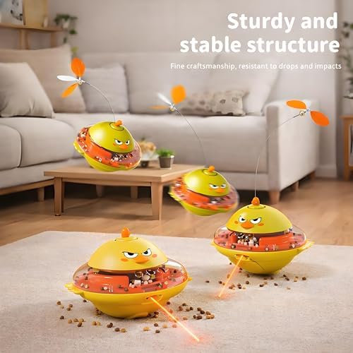 Interactive Cat Toy for Indoor Cats with Laser, Feather & Treat Dispenser