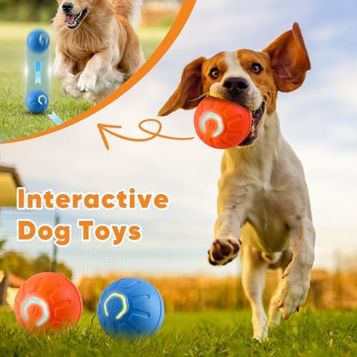 2PCS Shaky Ball Toy for Dogs, Vibrating Dog Ball, USB Rechargeable, Interactive, Automatic Moving, Bouncing, Perfect for Small, Medium, Large Dogs (Small, Gear)