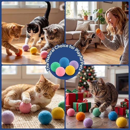 Wool Cat Dryer Balls, 6 Pack, 2 Inches, Multicolor