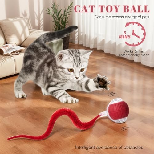 Interactive Cat Toys for Indoor Cats, Fast Rolling on Carpet Flash and Motion Activated Cat Balls for Bored Indoor Cats