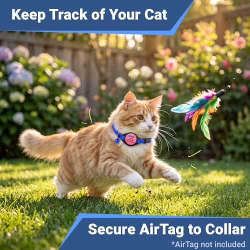 GoTags Personalized AirTag Cat Collar, Adjustable Breakaway Safety Buckle