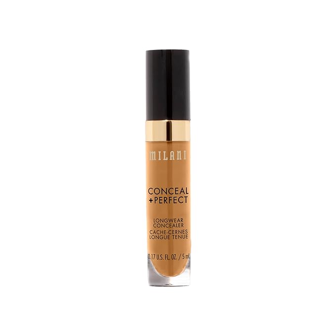 Milani Conceal + Perfect Longwear Concealer Full Coverage Infused with Hyaluronic Acid & Vitamin E, Cover Dark Circles, Blemishes & Skin Imperfections for Long-Lasting Wear - Warm Tan