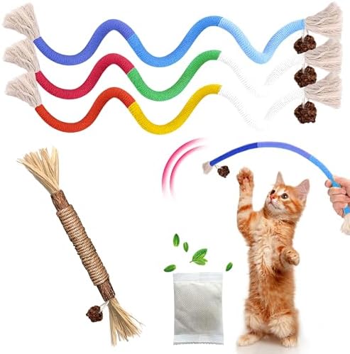 Silvervine Sticks Cat Chew Toys for Indoor Cats Dental Care Teeth Cleaning, Natural Kitten & Cat Teething Toys for Health, Catnip Toys Cat Chew Rope Suitable for All Breeds of Aggressive Chewers Cat