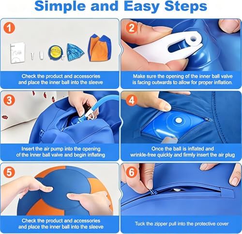 Sheepdog Herding Ball 10/18/22/25 Inch, Heavy-Duty Double-Layer Anti-Burst Tear-Resistant Interactive Dog Toy with Air Pump Washable Cover for Indoor Outdoor Play (Three Colors, 22)