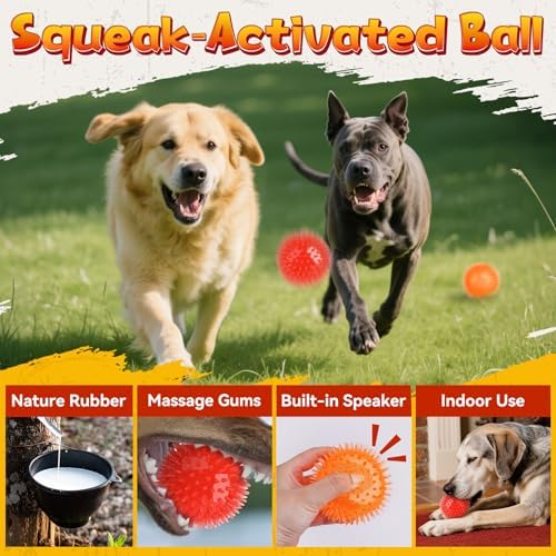 KIPRITII 4-Toy Variety Dog Toys for Aggressive Chewers, Medium-Large Dogs