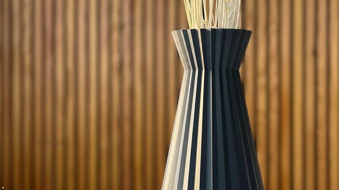 Modern Geometric Decorative Vase, 10" Tall Matte Blue Gray Vase for Pampas Grass, Minimalist Contemporary Home Decor for Living Room, Dining Table, Shelf, Coffee Table & Office.