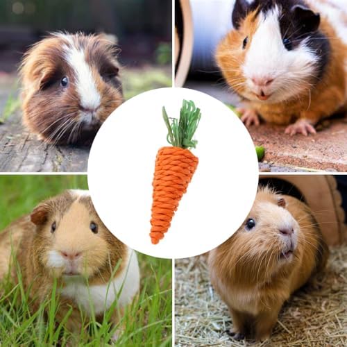 5 PCS Carrot Chew Toy, Rope Teething Pet Toy for Rabbits, Hamsters, Guinea Pigs, Puppies and Other Small Animals