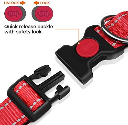 Taglory 14"-20" Dog Collar and 6 FT Dog Leash Set, Highly Reflective Threads Dog Leash, Adjustable Reflective Dog Collar with Safety Locking Buckle for Medium Dogs