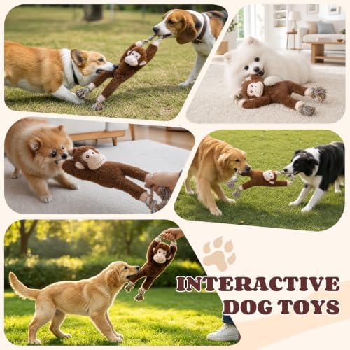 Interactive Tug of War Plush with Squeaker Durable Dog Rope Chew Toys