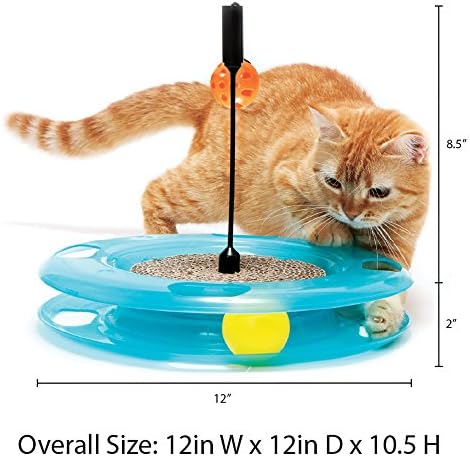 Kitty City Swat Ball Track Cat Toy, 3 Toys in 1 Cat Toy for Cat and Kitty, Ball Track Cat Toy with Hanging Ball and Scratch Pad, 10.5" x 12.00" x 12.00, CM-0209-CS01
