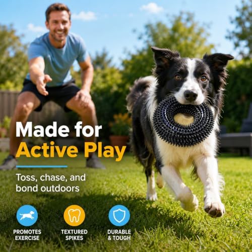 Squeaky Dog Toys for Aggressive Chewers, Floating Donut Ring for Large Dogs