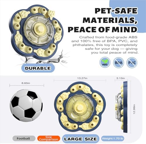 KADTC Dog Puzzle Toy Level 3 in 1, Spinning Dog Toy, Interactive Treat Dispenser & Slow Feeder for Boredom Buster & Brain Stimulation, Suitable for Small/Medium/Large Dogs