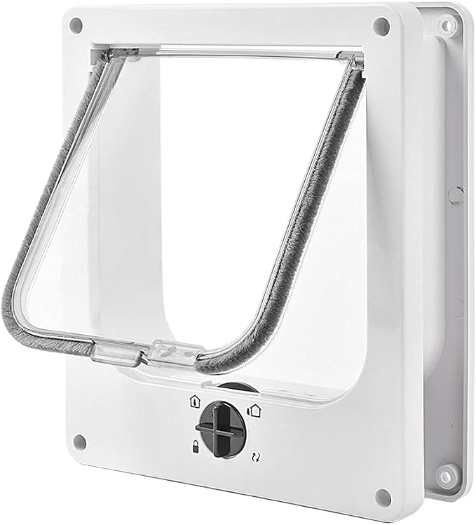 EASY JOY Cat Doors(Outer Size 8.6" x 7.5"), 4-Way Locking Cat Door for Interior Exterior Doors, Weatherproof pet Door with Magnet for Cat or Dog < 16.1 inches in Girth(White M) | Easy Install Pet Door For Cats & Doggie, Silent Manual Pet Flap For Wall/...