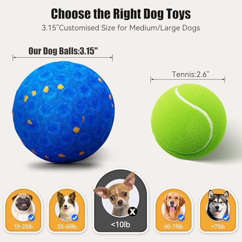 Interactive Dog Toys, Chew-Proof Dog Ball for Aggressive Chewers