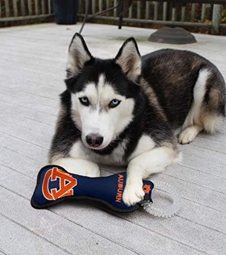 Pets First NCAA Auburn Tigers Dental Dog TUG Toy with Squeaker. Tough PET Toy for Healthy Fun, Teething & Cleaning Pets Teeth & Gum