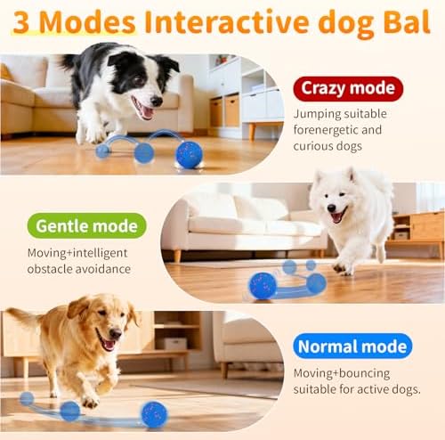 Smart Interactive Dog Toys, Interactive Dog Ball with IPX7 Waterproof, E-TPU Material, Low Noise, Automatic Moving/Bouncing/Rotating for Medium and Large Dogs Indoor & Outdoor Stimulation