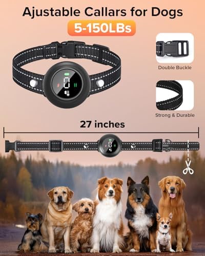 XDX 2-in-1 Dog Shock Collar & Bark Collar – 3300FT Dog Training Collar with Remote, Automatic Anti-Barking, 5 Adjustable Sensitivity Levels, IP67 Waterproof E-Collar for Small Medium Large Dogs