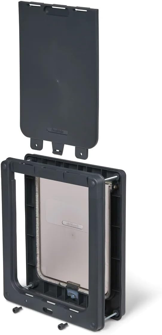 Dog Mate Medium Dog Door, Robust Locking Panel, Self-lining to 50mm, Grey