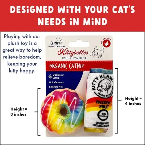 Huxley & Kent Plush Catnip Cat Toy 2pk, Donut & Kitty Klaw Passion Fruit