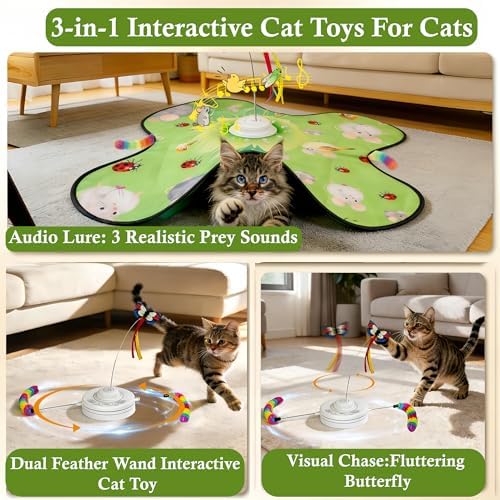 Interactive Cat Toys for Kitten & Adult Cats 3-in-1 Touch Activated