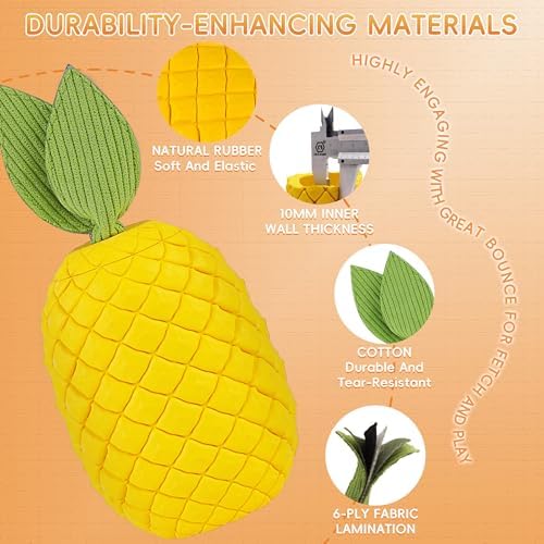 Pineapple Dog Toy for Aggressive Chewers, Tough Rubber