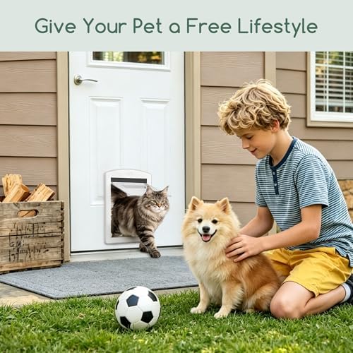 Large Cat Door with Sliding Lock Panel and Magnetic Flap
