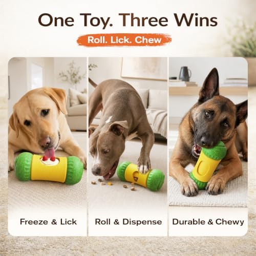 BSISUERM Dog Treat Dispenser Interactive Puzzle Toy Frozen Food Slow Feeder